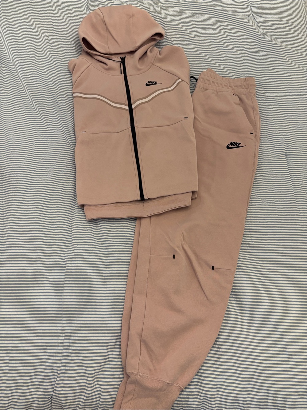 Nike Women's Pink Hooded Zip Sweater and Joggers Set